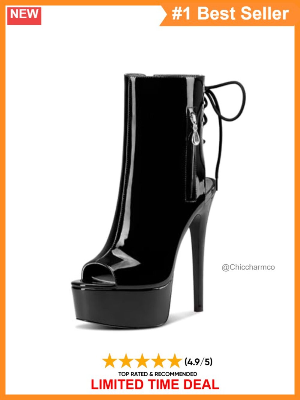 Women's Peep Toe Platform Stiletto Ankle Boots Lace-Up Heels